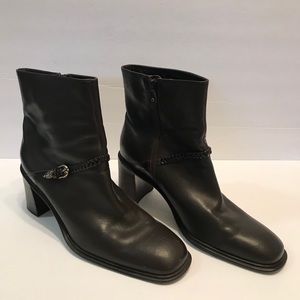 Unisa Cassy Brown Leather Heeled Ankle Boots Size 8